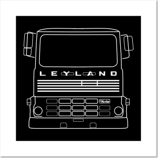 Leyland Marathon classic truck outline graphic (white) Posters and Art